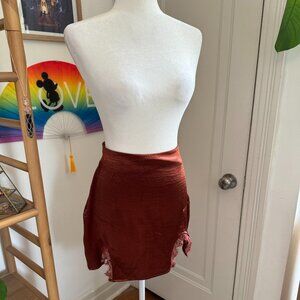 ✨3 for $10✨  Rust Satin Mini Skirt with Side Slits ✨3 for $10✨